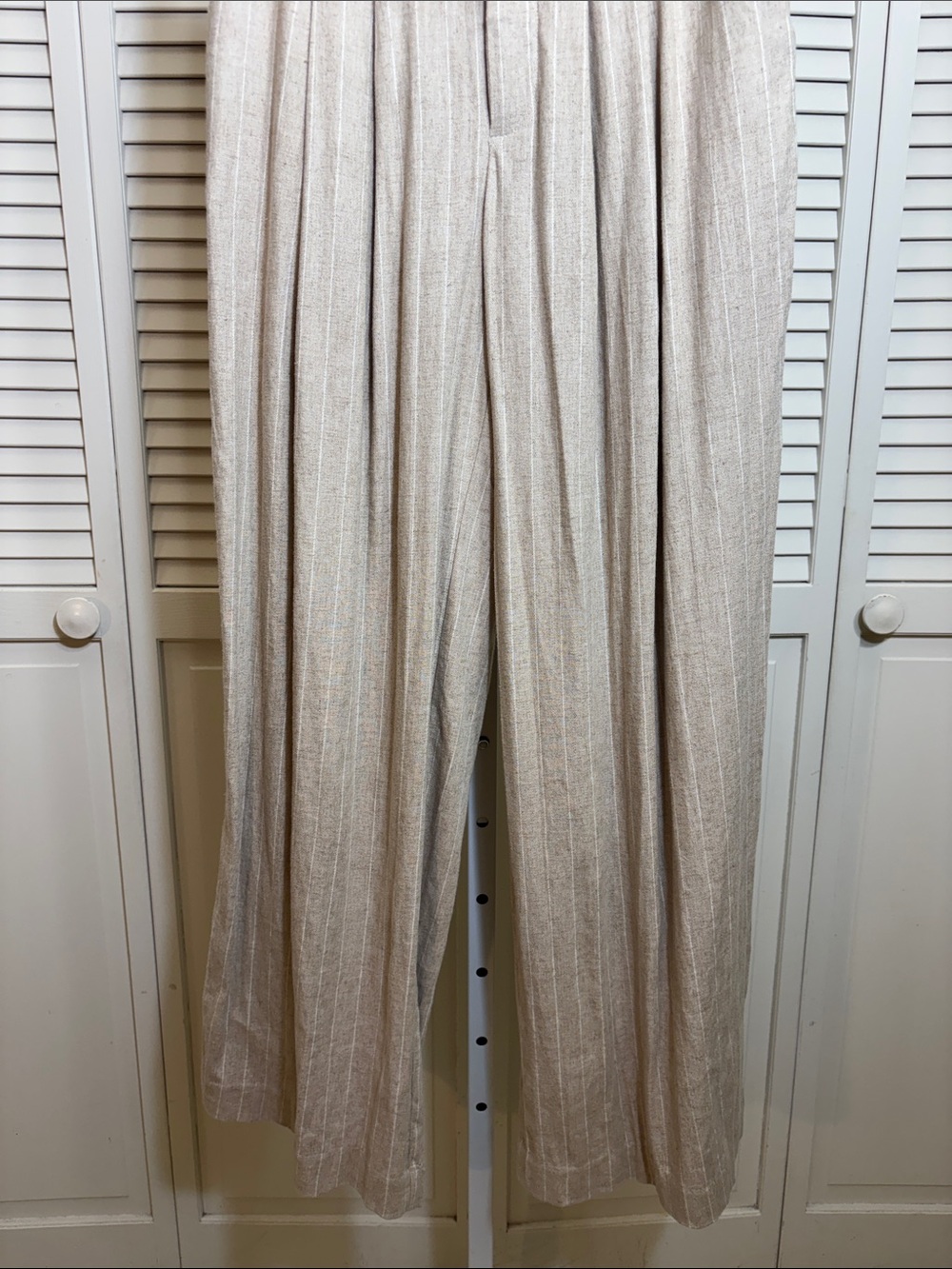 Maeve Avery Linen Blend Stripe Twill Wide Leg Pleated Pants Size XS Petite - Picture 8 of 16